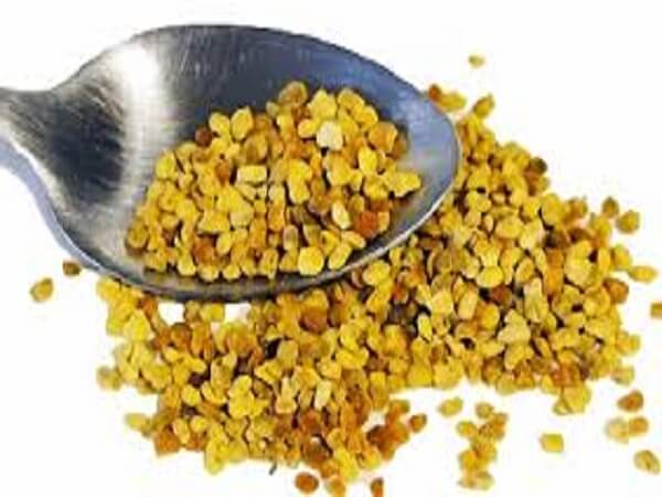 Крупинки перги в ложке Крупинки пчелиной перги