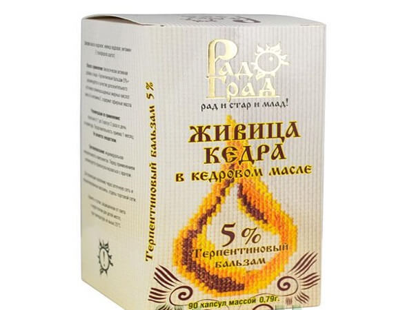 Живица кедра в кедровом масле 5 % терпентиновый бальзам Живица кедра Рад Град в кедровом масле 5 %