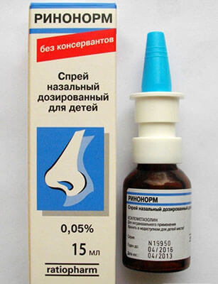Упаковка спрея Ринонорм Сосудосуживающее средство